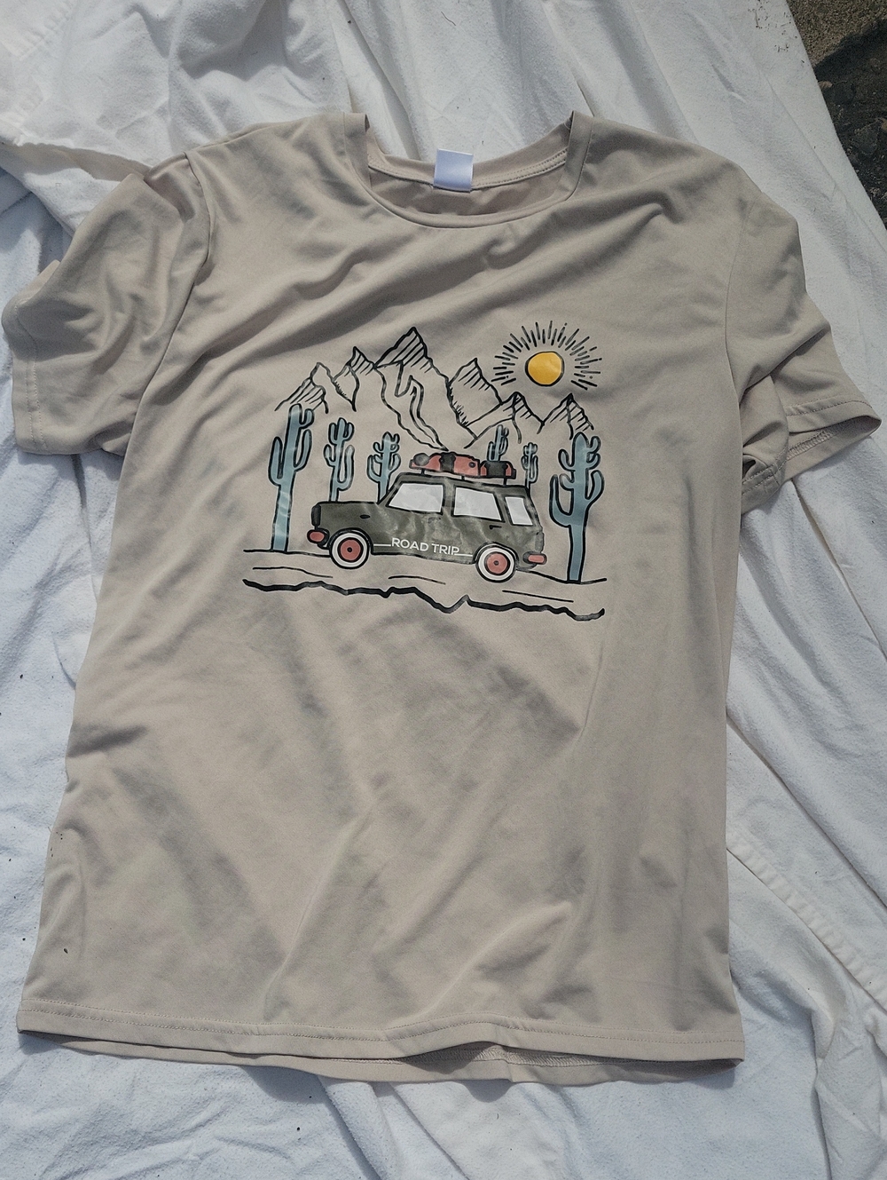 HERO Beige Road Trip Graphic Tee Size S